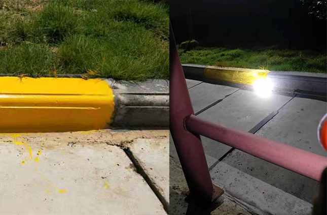 会胜漆的路沿反光漆在广西的街道上出现了